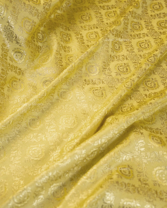 Lemon Yellow Premium Banarasi Katan Brocade Silk Saree (D10)
