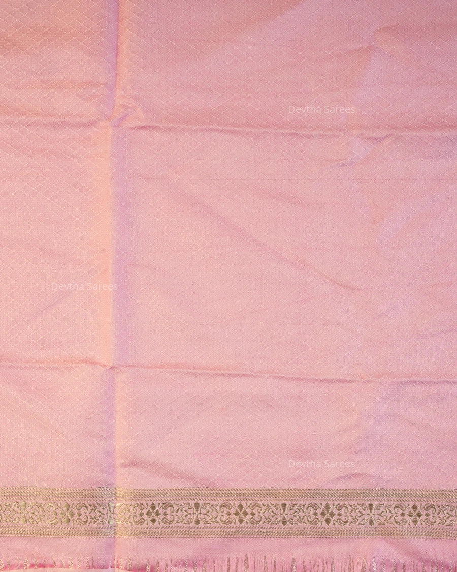 Pastel Pink Premium Banarasi Katan Brocade Silk Saree (D19)