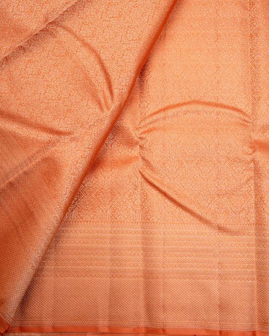 Pure Handloom Kanchipuram Silk Saree with Traditional Geometric Floral Brocade