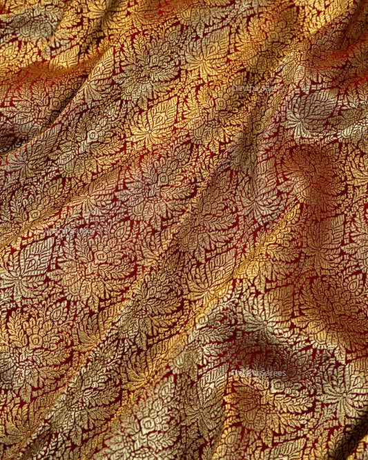Maroon Premium Banarasi Katan Brocade Silk Saree (D28)