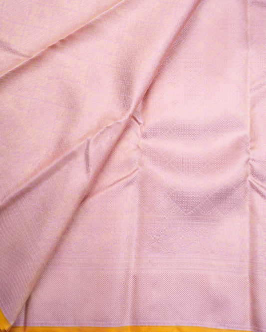 Pure Handloom Kanchipuram Silk Saree with Diamond Checks and Highlight Borders