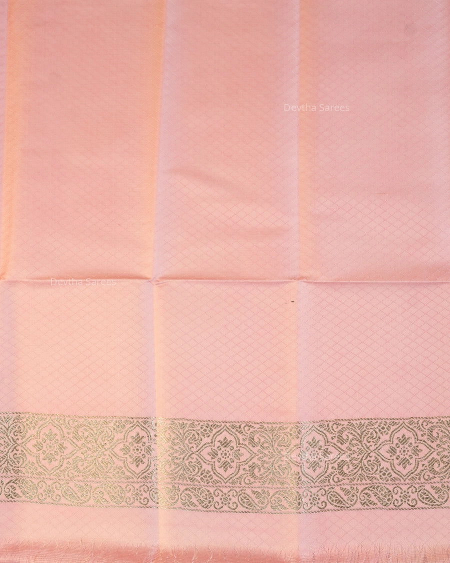 Pastel Pink Premium Banarasi Katan Brocade Silk Saree (D28)