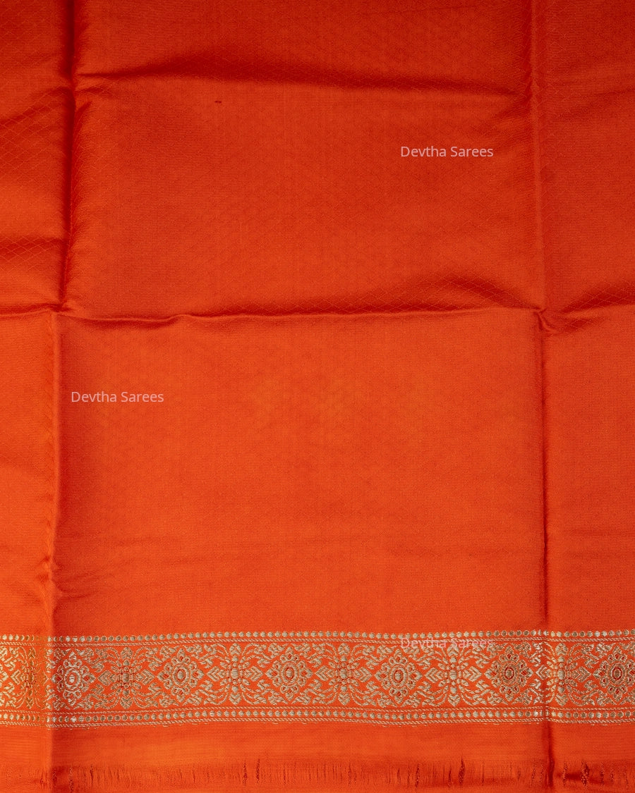 Burnt Orange Premium Banarasi Katan Brocade Silk Saree (D14)