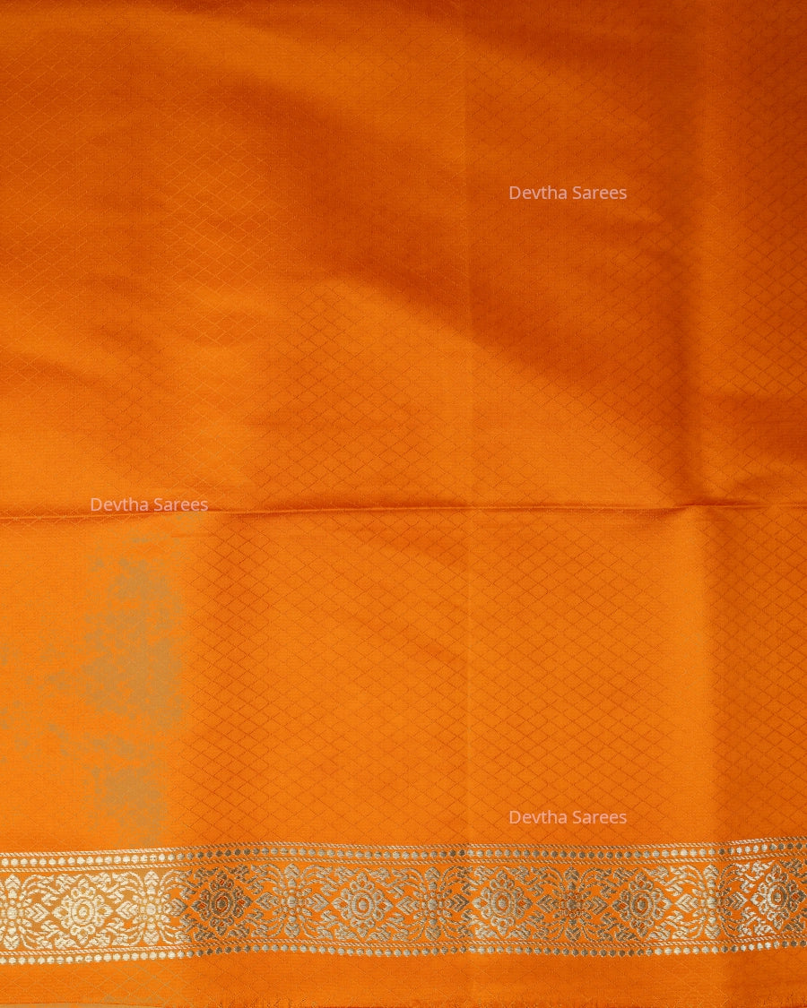 Orange Premium Banarasi Katan Brocade Silk Saree (D29)