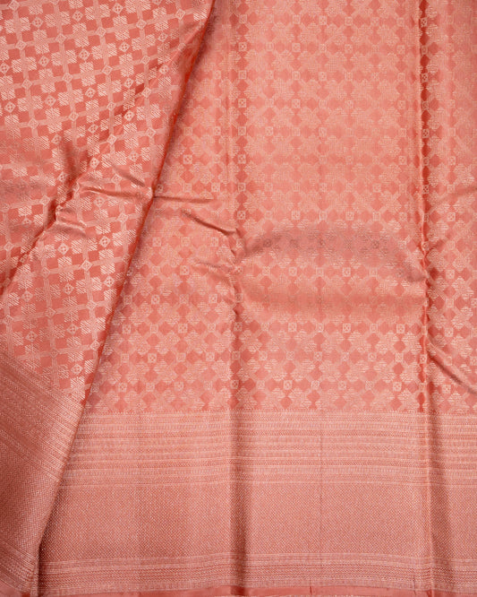 Pure Handloom Kanchipuram Silk Saree with Crossed Floral Design