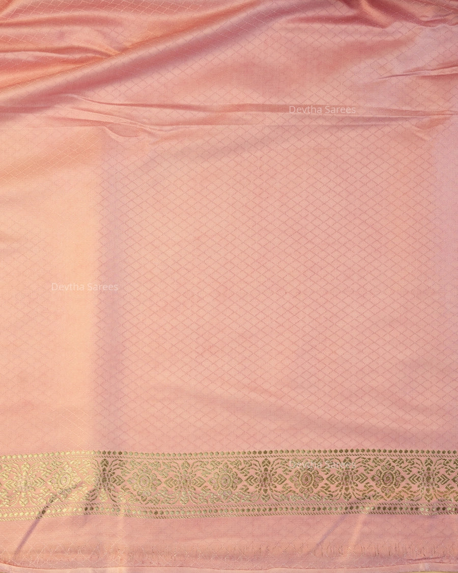 Pastel Pink Premium Banarasi Katan Brocade Silk Saree (D12)