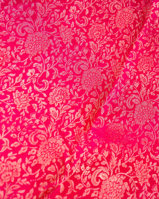 Pure Handloom Kanchipuram Silk Saree with Floral Brocade and Double Border