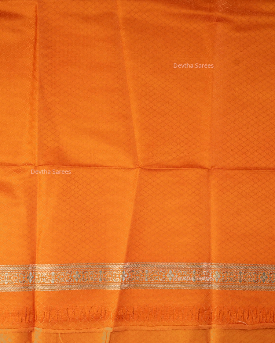 Orange Premium Banarasi Katan Brocade Silk Saree (D16)