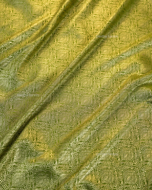 Olive Green Premium Banarasi Katan Brocade Silk Saree (D2)