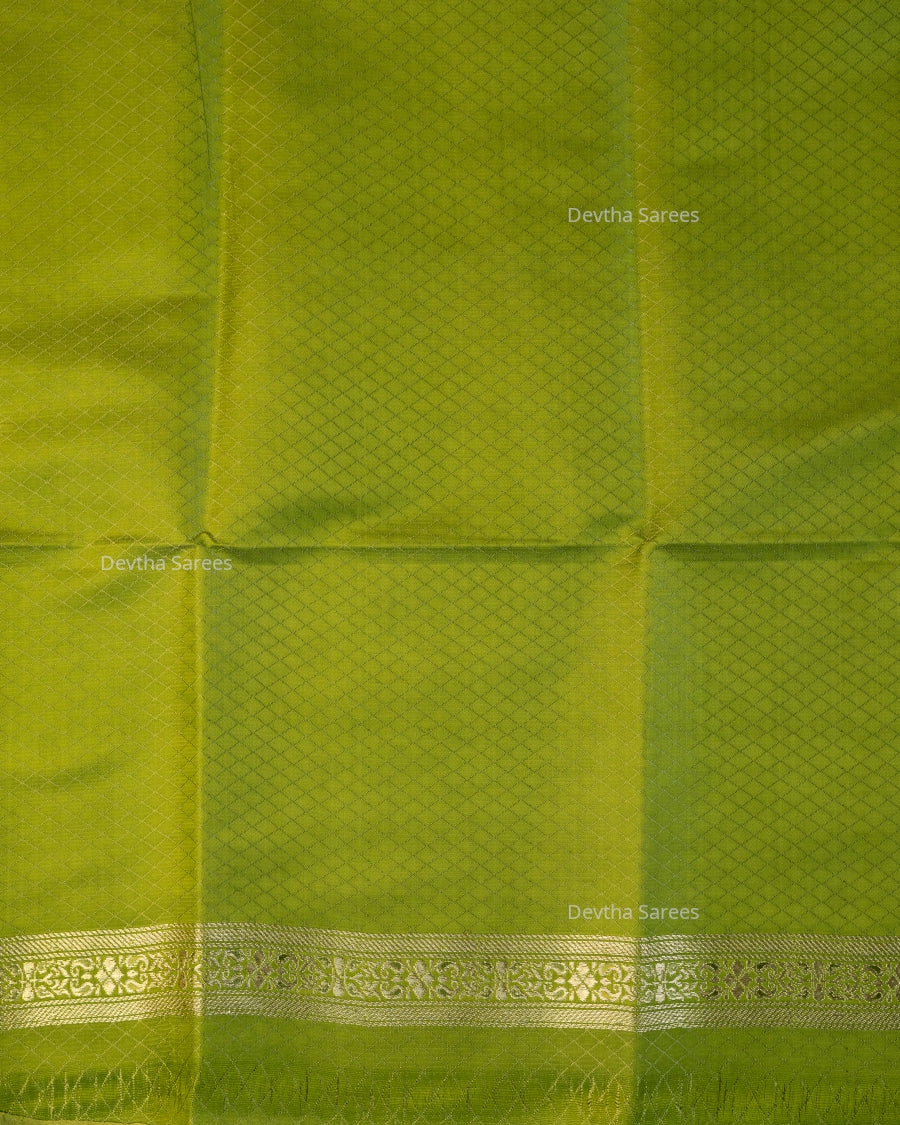 Olive Green Premium Banarasi Katan Brocade Silk Saree (D2)