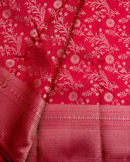 Pure Handloom Kanchipuram Silk Saree with Traditional Floral Jaal Brocade