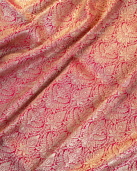Rani Pink Premium Banarasi Katan Brocade Silk Saree (D28)