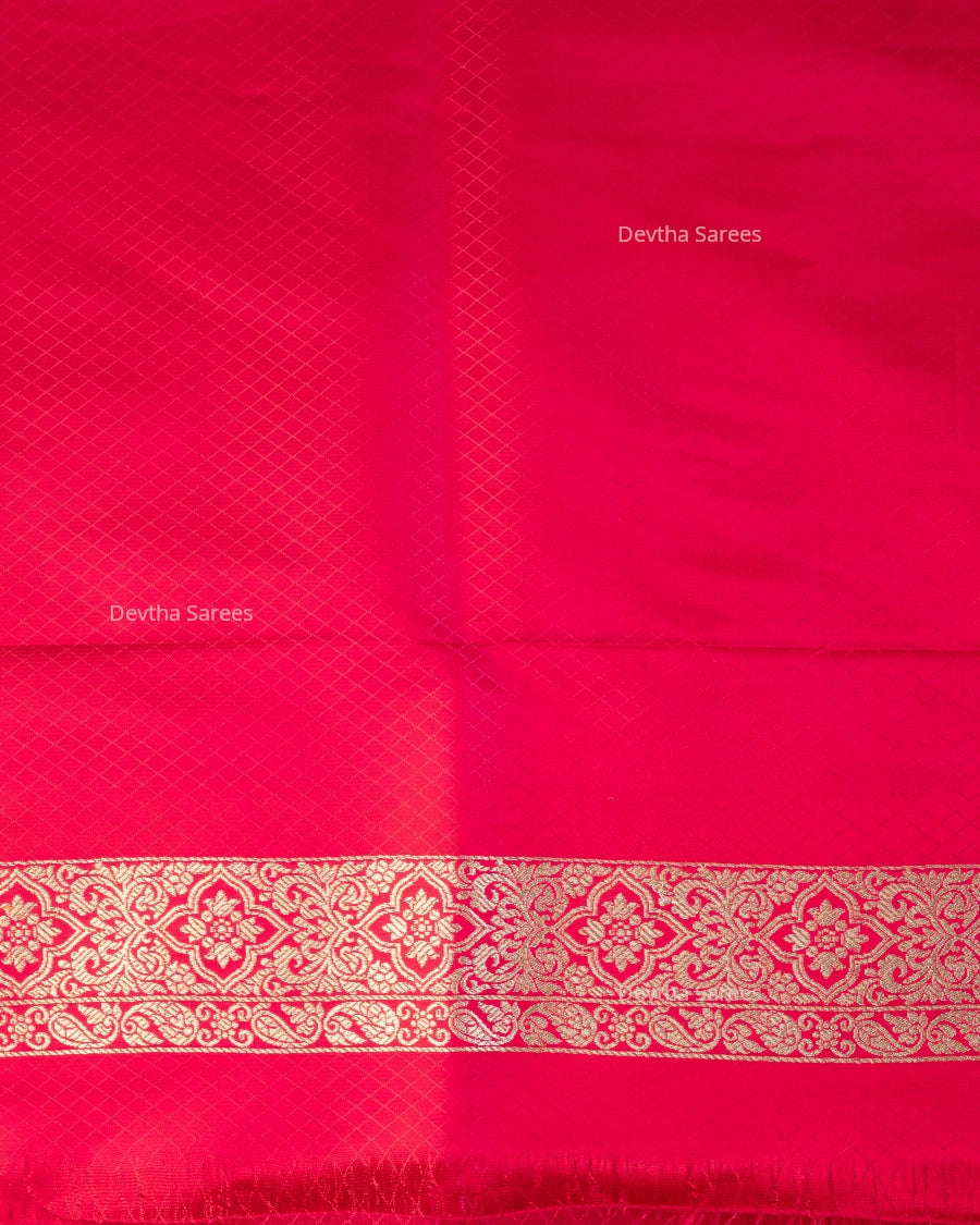 Rani Pink Premium Banarasi Katan Brocade Silk Saree (D28)