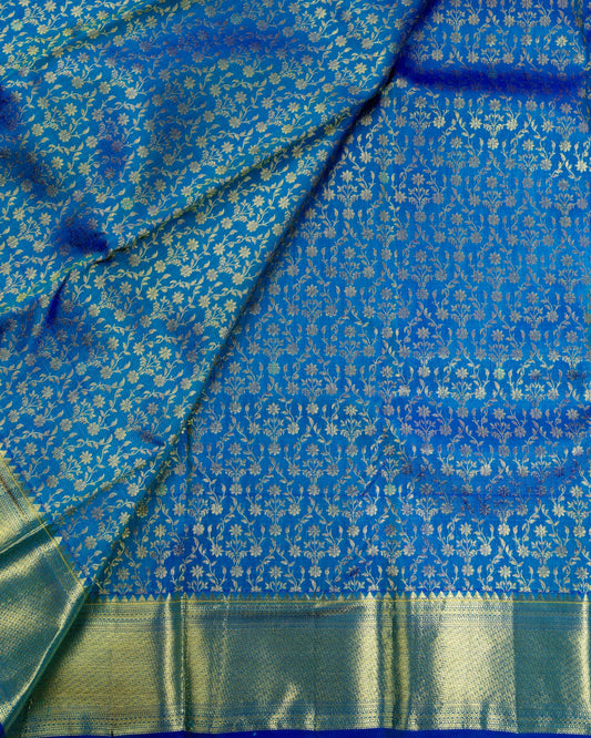 Pure Handloom Kanchipuram Silk Saree with Small Traditional Floral Brocade