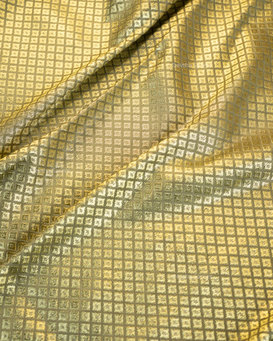 Pastel Sage Green Premium Banarasi Katan Brocade Silk Saree (D22)