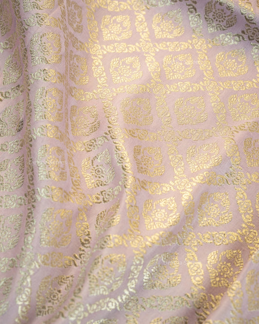 Pastel Lilac Premium Banarasi Katan Brocade Silk Saree (D30)