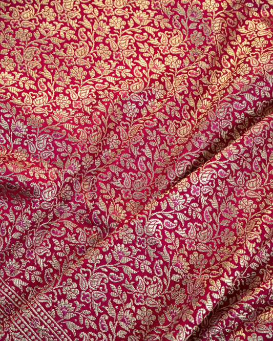 Rani Pink Premium Banarasi Katan Brocade Silk Saree (D11)