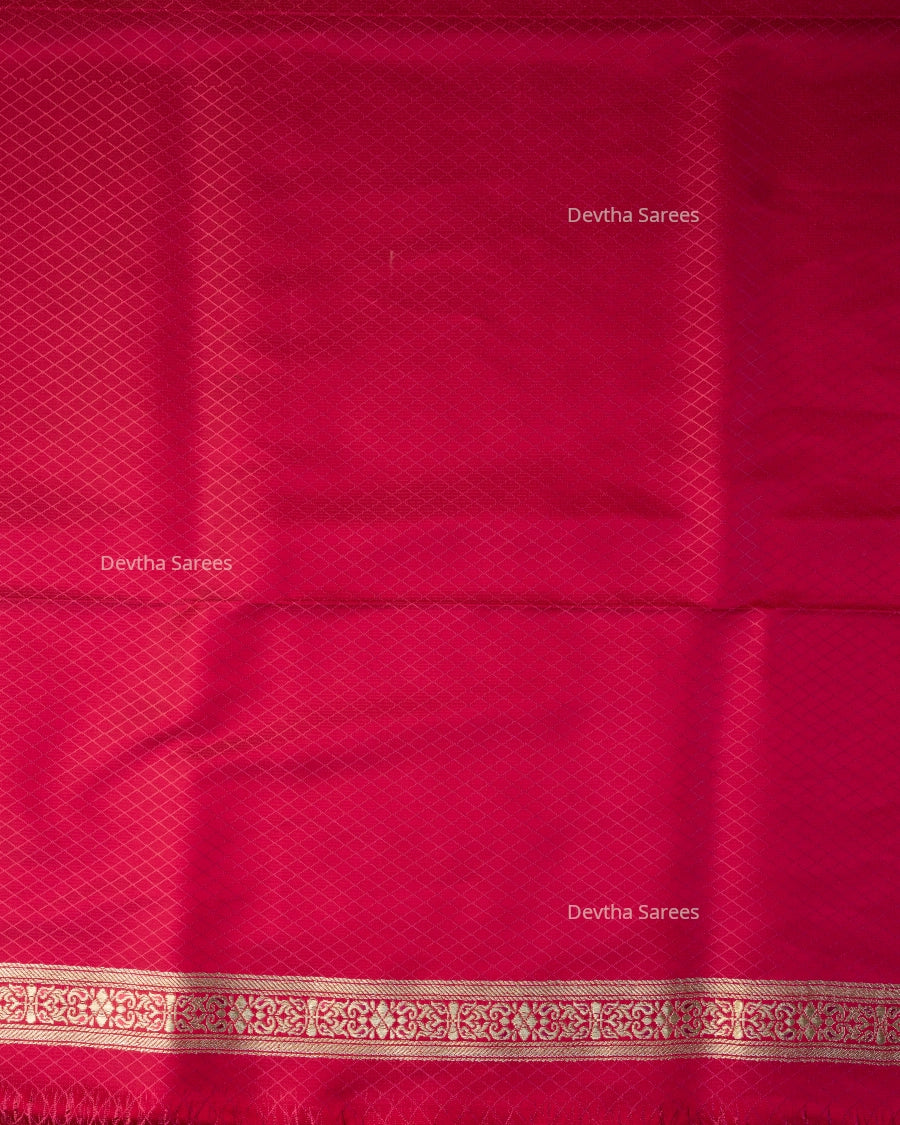 Rani Pink Premium Banarasi Katan Brocade Silk Saree (D11)