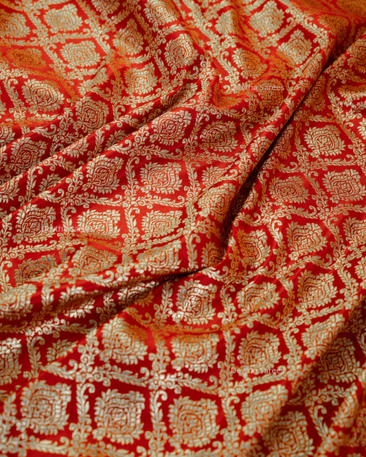 Red Premium Banarasi Katan Brocade Silk Saree (D12)