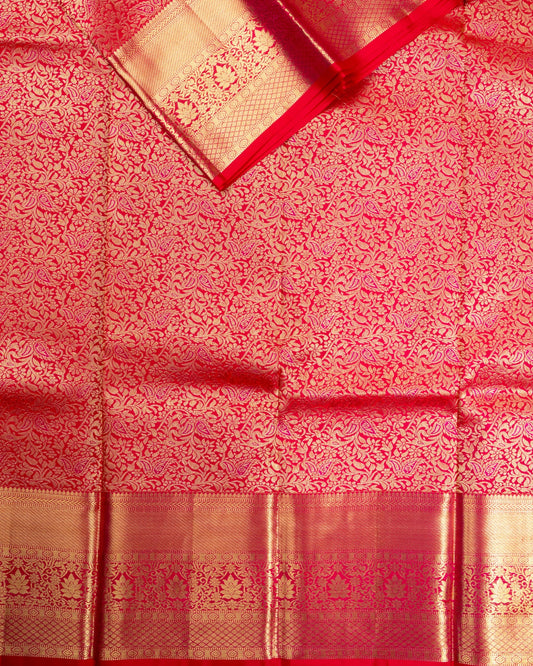 Pure Handloom Kanchipuram Silk Saree with Traditional Wine Pattern