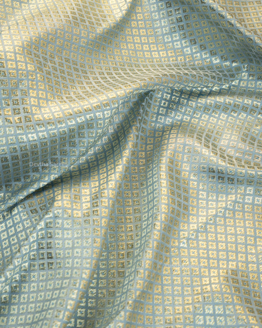 Powder Blue Premium Banarasi Katan Brocade Silk Saree (D22)