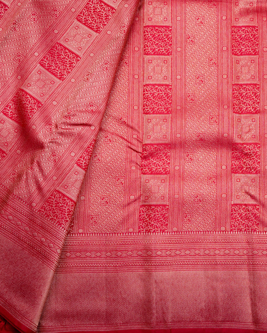 Pure Handloom Kanchipuram Silk Saree with Traditional Temple Block Brocade