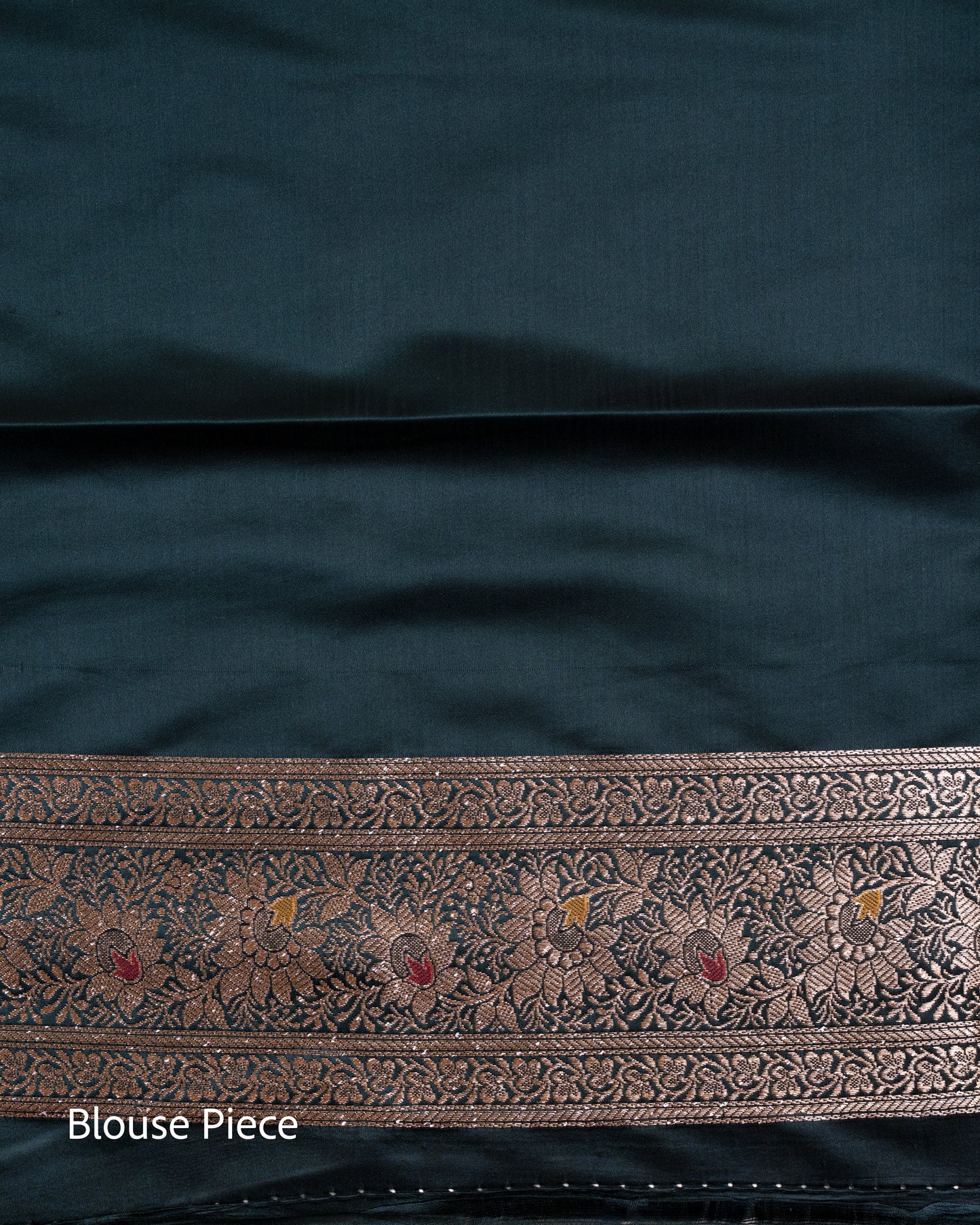 Bottle Green Banarasi Mashru Katan Silk Saree with buttas