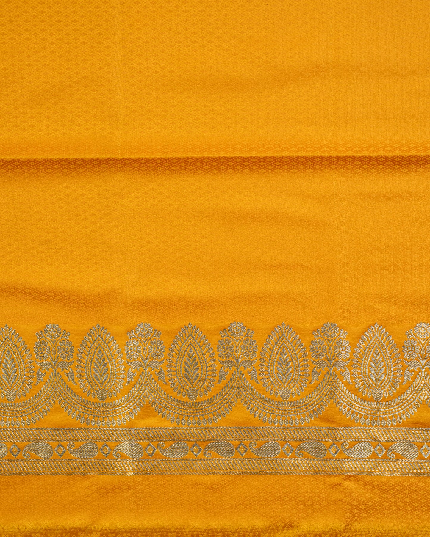 Golden Marigold Banarasi Mashru Katan Silk Saree with buttas