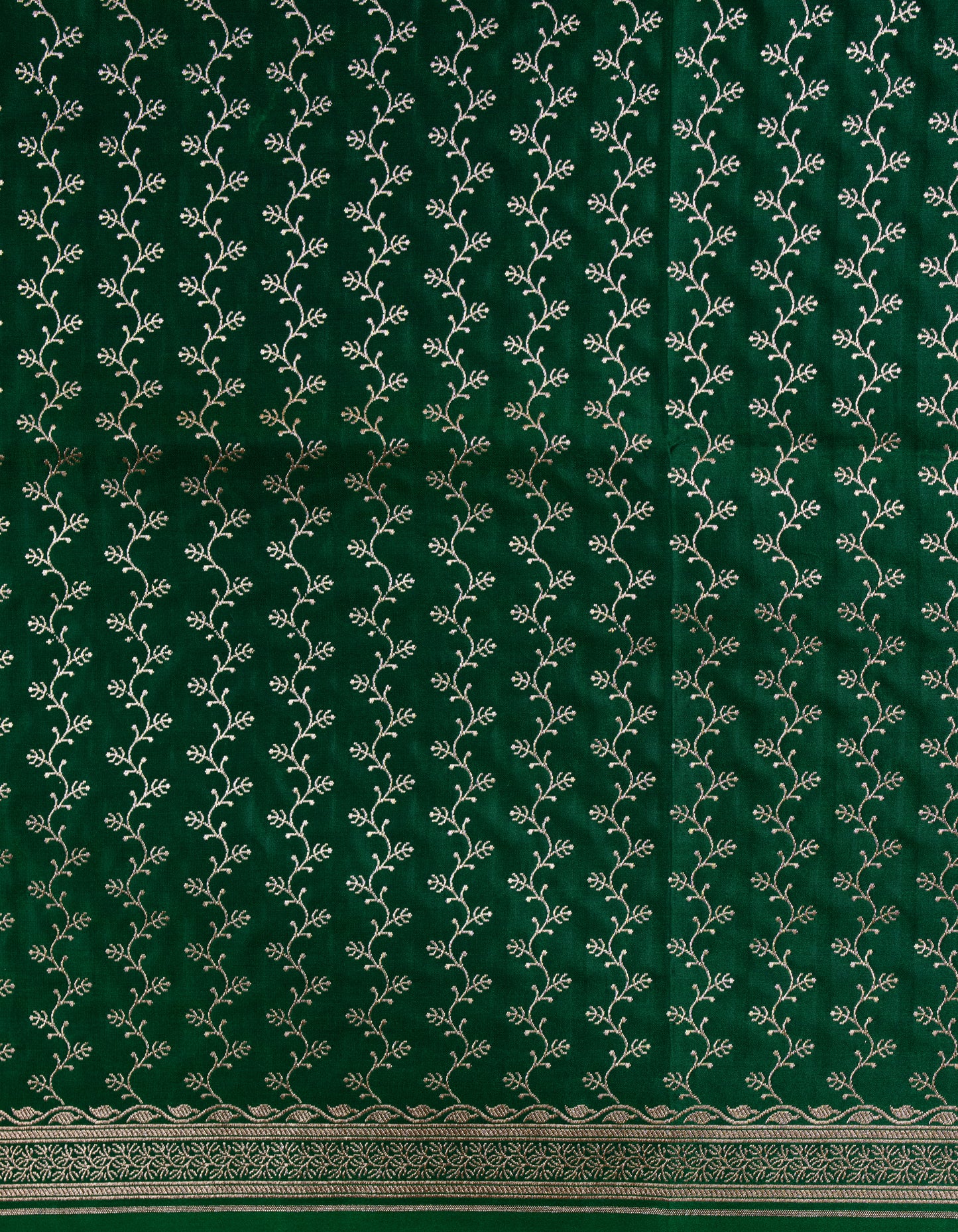 Emerald Green Banarasi Mashru Katan Silk Saree with buttas