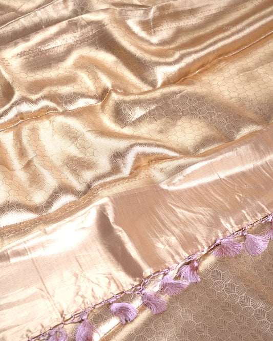 Liquid Gold - Pastel Pink Handwoven Pure Mulberry Brocade Silk Saree