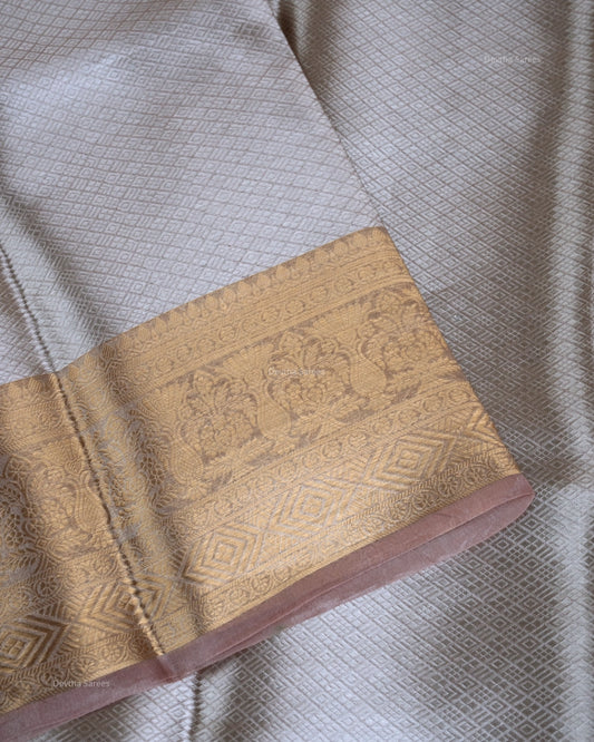 Liquid Gold - Blush Pink Handwoven Pure Mulberry Brocade Silk Saree