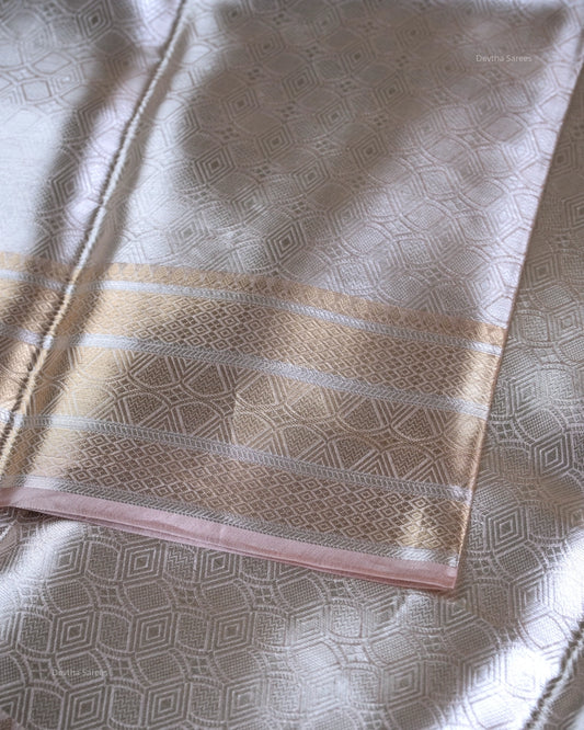 Liquid Gold - Coral Pink Handwoven Pure Mulberry Brocade Silk Saree