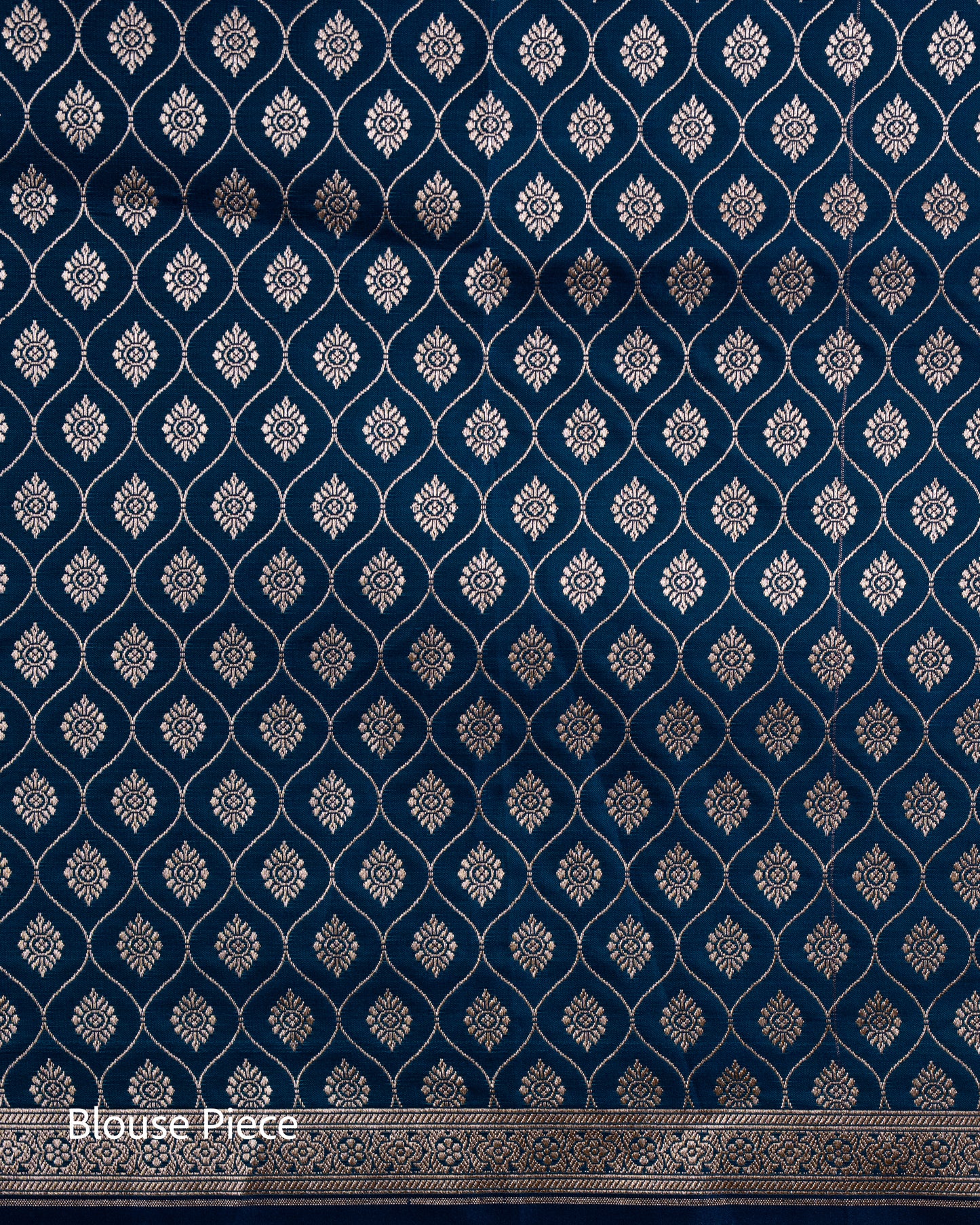 Midnight Blue Banarasi Mashru Katan Silk Saree with buttas