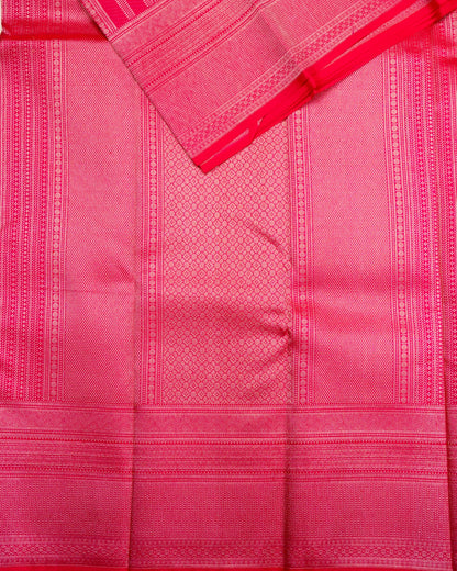Pure Handloom Kanchipuram Silk Saree with Traditional Temple Pillars Brocade