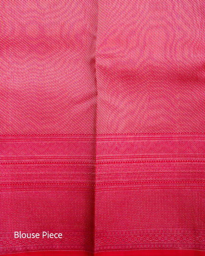 Pure Handloom Kanchipuram Silk Saree with Traditional Temple Pillars Brocade