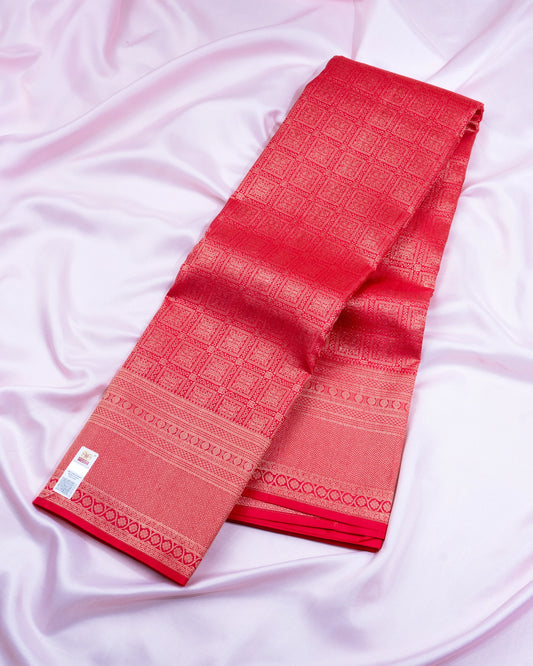 Pure Handloom Kanchipuram Silk Saree with Traditional Block Brocade