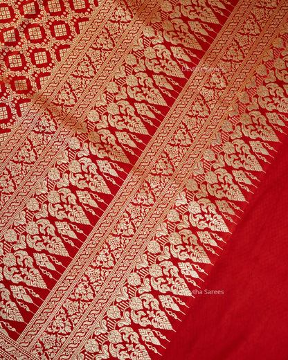 Red Premium Banarasi Katan Brocade Silk Saree (D3)