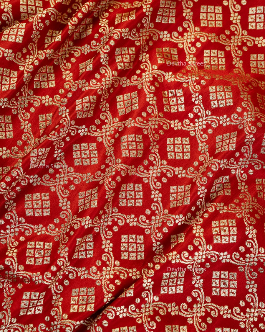 Red Premium Banarasi Katan Brocade Silk Saree (D3)