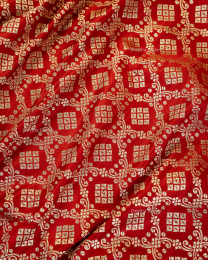 Red Premium Banarasi Katan Brocade Silk Saree (D3)