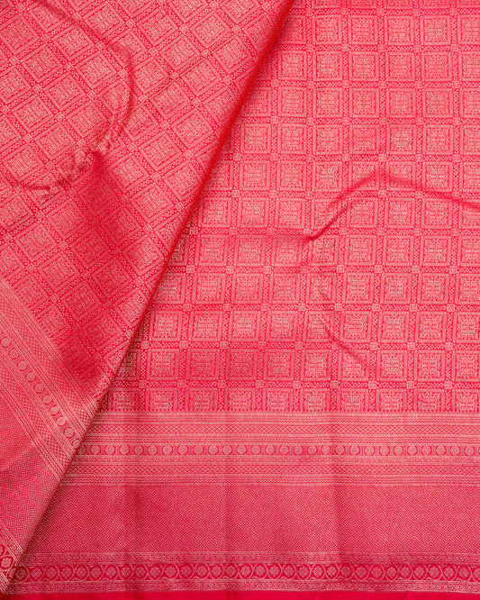 Pure Handloom Kanchipuram Silk Saree with Traditional Block Brocade