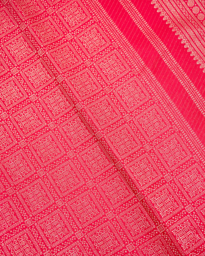 Pure Handloom Kanchipuram Silk Saree with Traditional Block Brocade