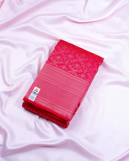 Pure Handloom Kanchipuram Silk Saree with Traditional Floral Bloom Brocade