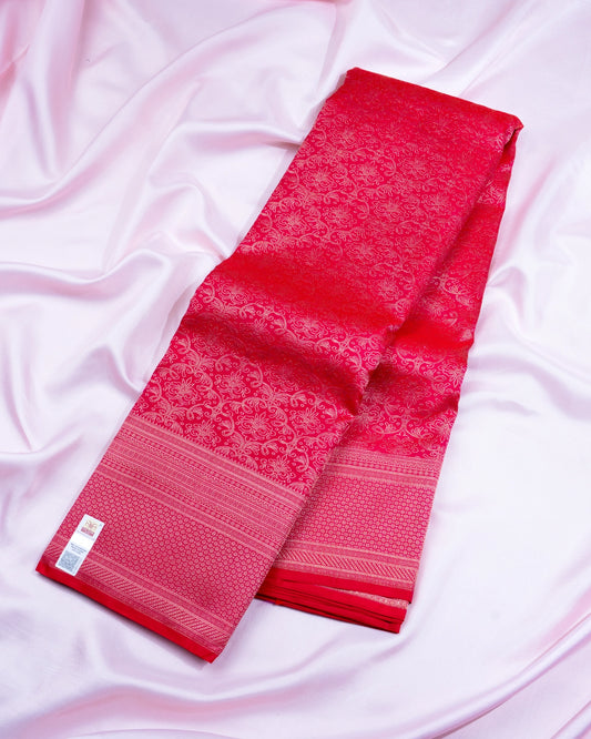Pure Handloom Kanchipuram Silk Saree with Traditional Floral Bloom Brocade