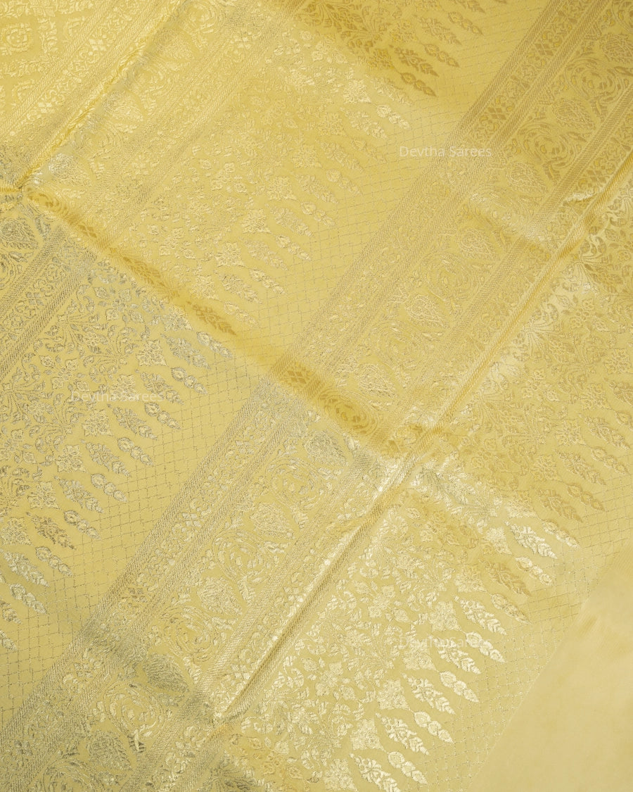 Lemon Yellow Premium Banarasi Katan Brocade Silk Saree (D10)