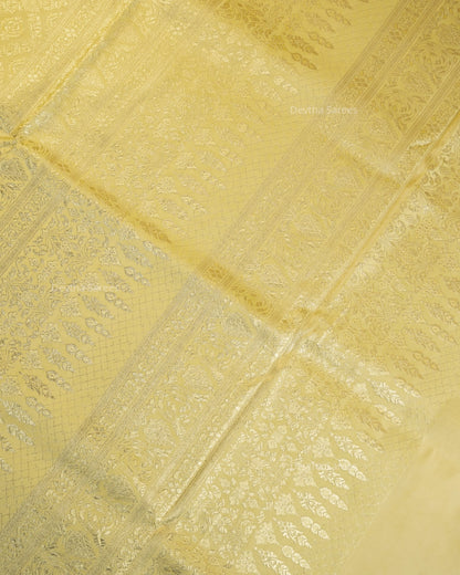 Lemon Yellow Premium Banarasi Katan Brocade Silk Saree (D10)