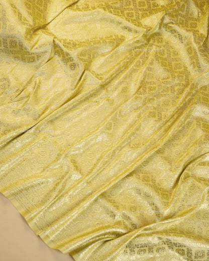 Lemon Yellow Premium Banarasi Katan Brocade Silk Saree (D10)