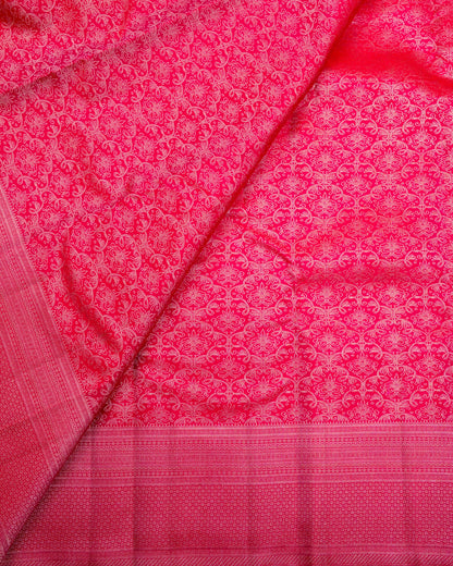 Pure Handloom Kanchipuram Silk Saree with Traditional Floral Bloom Brocade