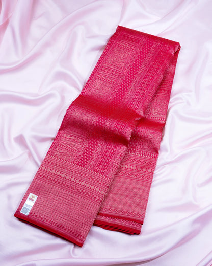 Pure Handloom Kanchipuram Silk Saree with Traditional Temple Wall Brocade
