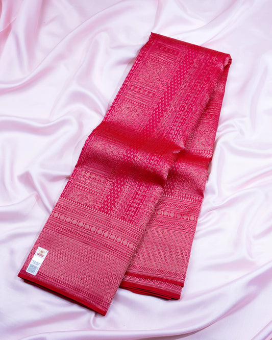 Pure Handloom Kanchipuram Silk Saree with Traditional Temple Wall Brocade