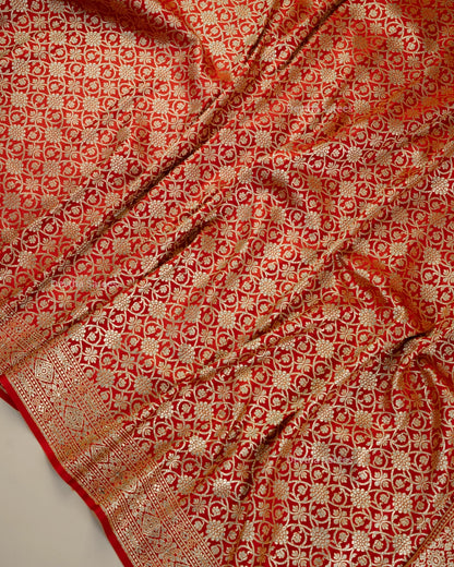 Red Premium Banarasi Katan Brocade Silk Saree (D1)